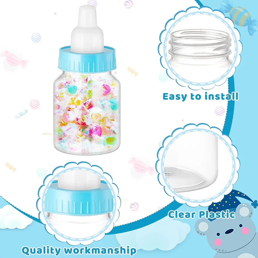 12Pcs Mini Feeding Bottles - Baby Shower Favor Candy Bottles for Birthday Gift Decor