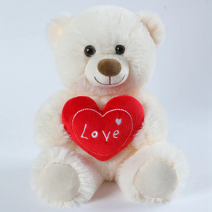30CM Cute Heart Bear Dog Plush Toy – Red Heart Print Love Stuffed Animal, Creative Valentine's Day Gift for Lovers