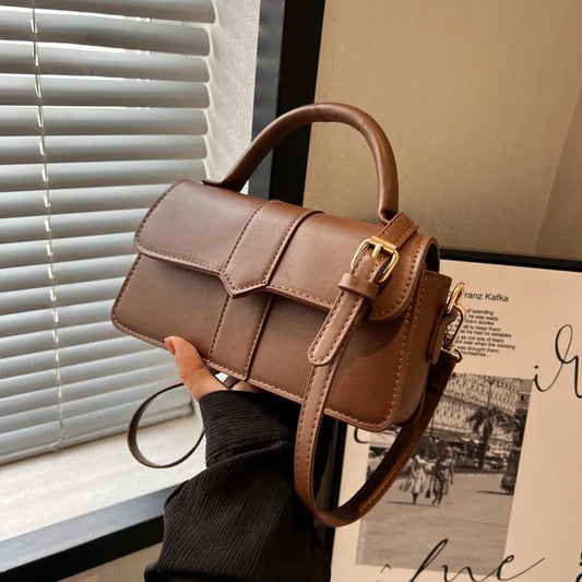 PU Leather Shoulder Bag for Women – Fashion Crossbody Vintage Underarm Square Satchel Handbag (Black)