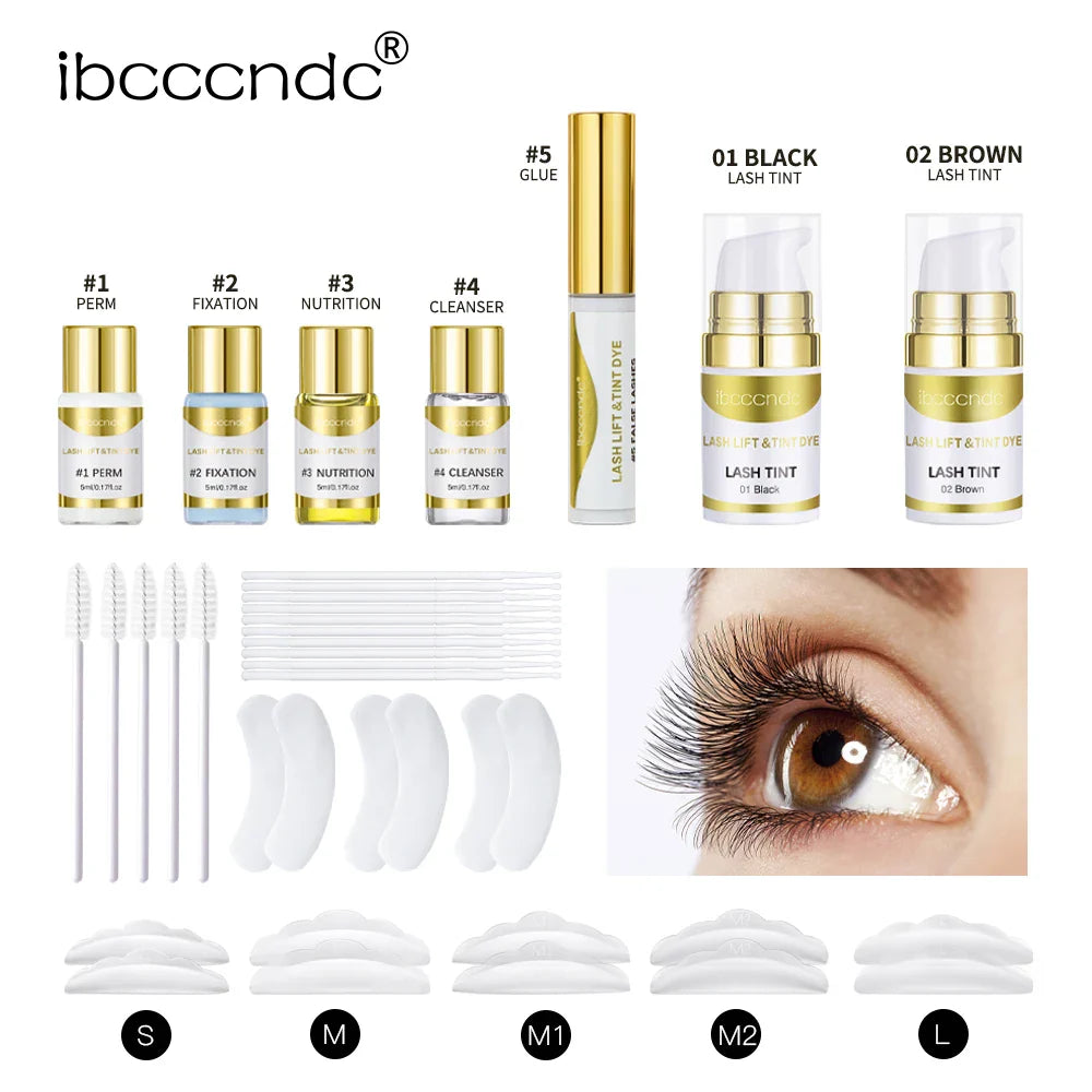 Professional Semi-Permanent Brow & Lash Lift Kit – Brow Lamination, Eyelash Perming & Tinting Makeup Set
