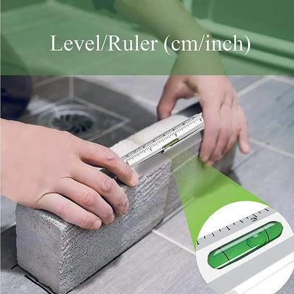 7 in 1 Multifunction Ballpoint Pen - Modern Handheld Tool with Ruler, Screwdriver, Touch Screen Stylus, and Spirit Level