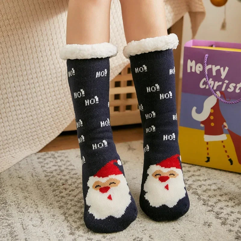 Women’s Christmas Fuzzy Socks – Winter Warm Thermal Non-Slip Fluffy Floor Slippers, Soft Indoor Home Gift