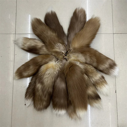 2024 Natural Fox Fur Tail Keychain – Chic Y2K Furry 40cm Keyring Accessory for Women’s Car Keys