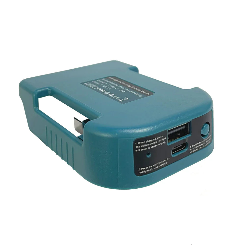 Makita 18V & 40V Battery Holder with USB & Type-C – Compatible with BL1840, BL1850, BL1860, Fast Charging Adapter for Makita Chargers