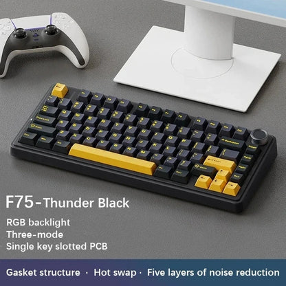 AULA F75 75% Mechanical Gaming Keyboard – 2.4G Wireless, Bluetooth, Wired, RGB, OEM Profile, Gasket Structure