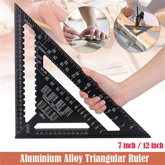 Metric Triangle Ruler for Woodworking | 7" & 12" Alloy Metal Carpenter Measuring Layout Tool