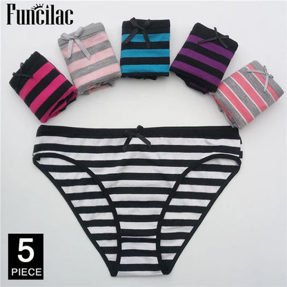 5-Pcs Women’s Cotton Panties Set – Sexy Bikini Briefs for Girls & Ladies, Free Shipping