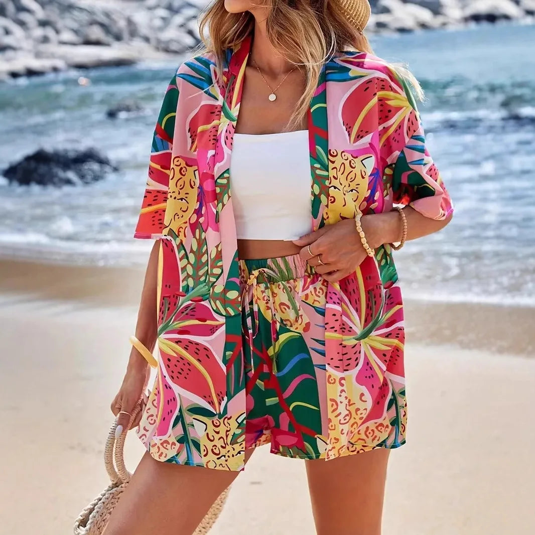 2025 Women’s Casual Printed Short Pants Set – Loose Summer Two-Piece Outfit for Women