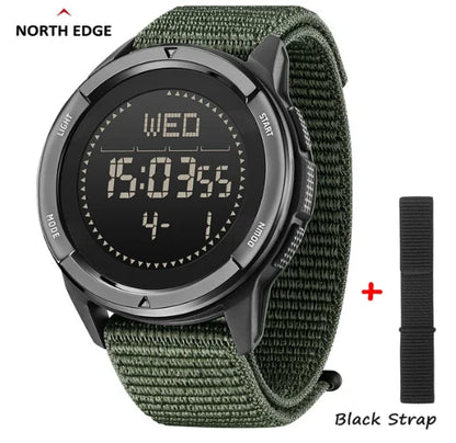 NORTH EDGE ALPS 45MM Men's Outdoor Sports Watch Waterproof Compass Metronome Carbon Fiber Case Nylon Strap