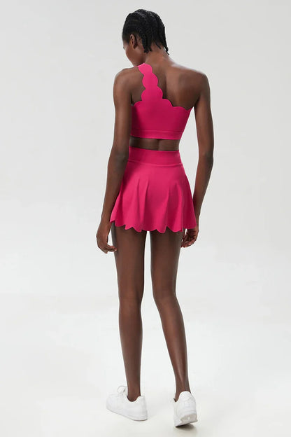 3-Piece Women’s Fitness Yoga Set – Breathable Quick-Dry Gym & Running Sportswear with Tennis Skirt