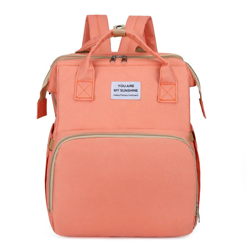 Foldable Bed Diaper Bag with Changing Station - Insulated Pocket, Large Capacity, Multifunctional Double Shoulder Mommy Bag