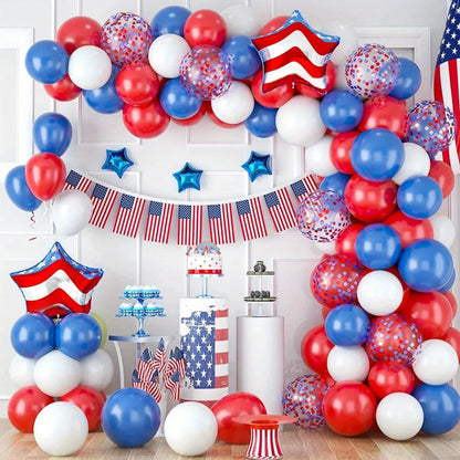 146PCS Independence Day Balloon Arch Set – Red, White & Blue American Flag Party Decoration for Patriotic Holiday Celebrations