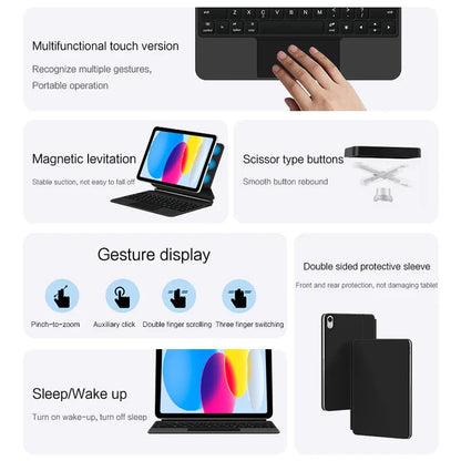 Magic Keyboard Case for iPad — Smart Magnetic Folio for iPad 11th & 10th Gen 11" (2025 A16, A3354/A3355/A3356/A2696)