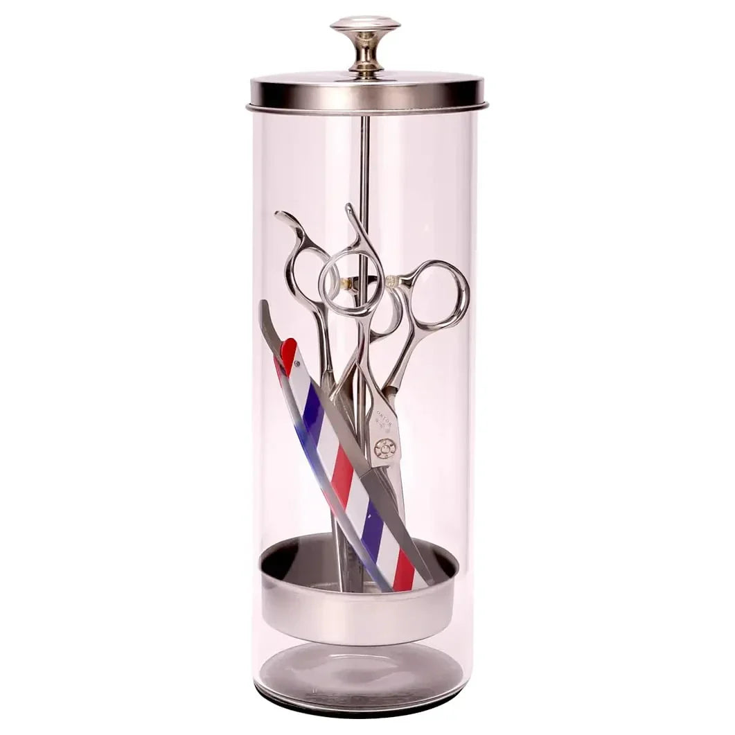 Beauty Hair Sponge Stainless Steel Glass Disinfection Jar — Filtered Sterilization Container for Salon Tools