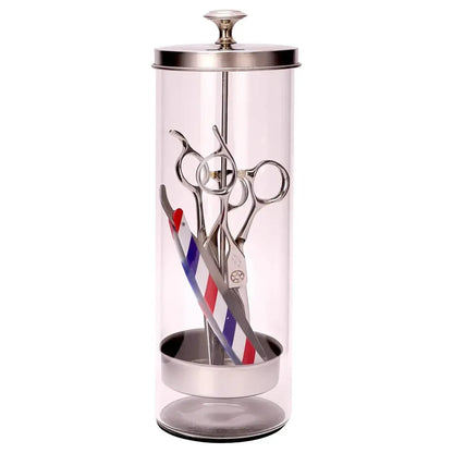 Beauty Hair Sponge Stainless Steel Glass Disinfection Jar — Filtered Sterilization Container for Salon Tools