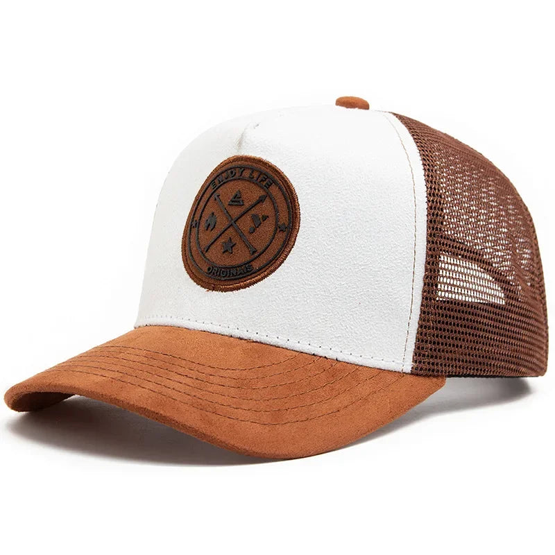 Summer Mesh Baseball Cap – Unisex Snapback Hat with Letter Icon, Breathable Casual Trucker Dad Hat for Men & Women