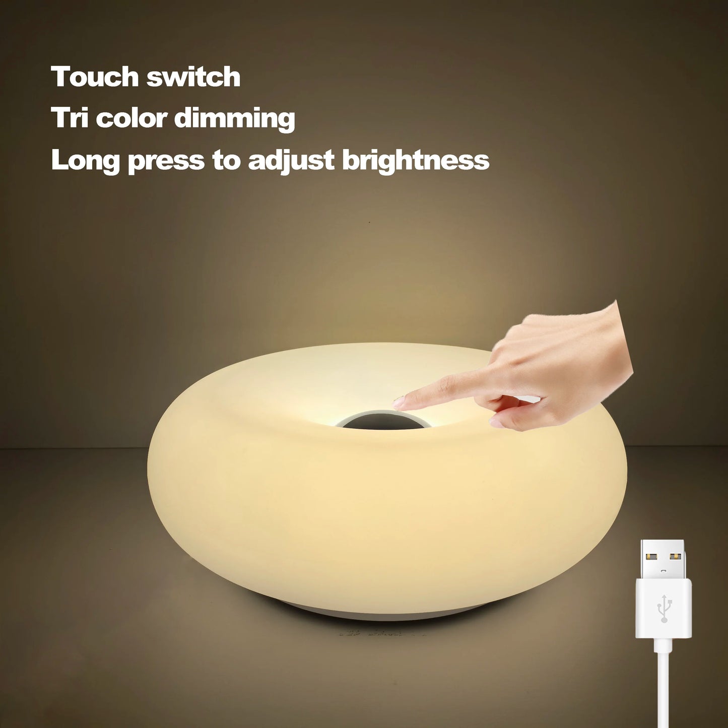 Bauhaus USB Table Lamp - Donut-Shaped Ambient Light for Bedroom, Living Room, & Dining Room Decoration