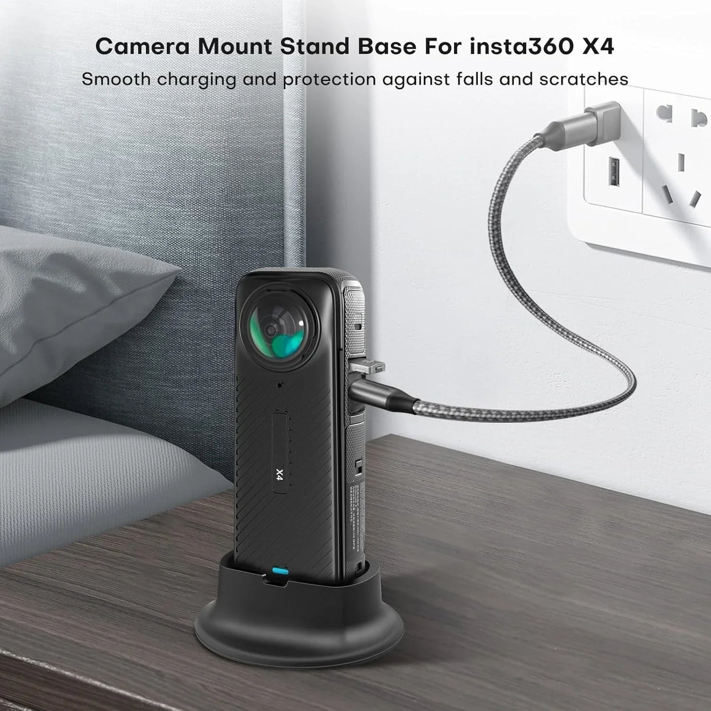 Silicone Desktop Base Holder & Lens Cover for Insta360 X4 - Fixed Stand Mount for Camera Accessories