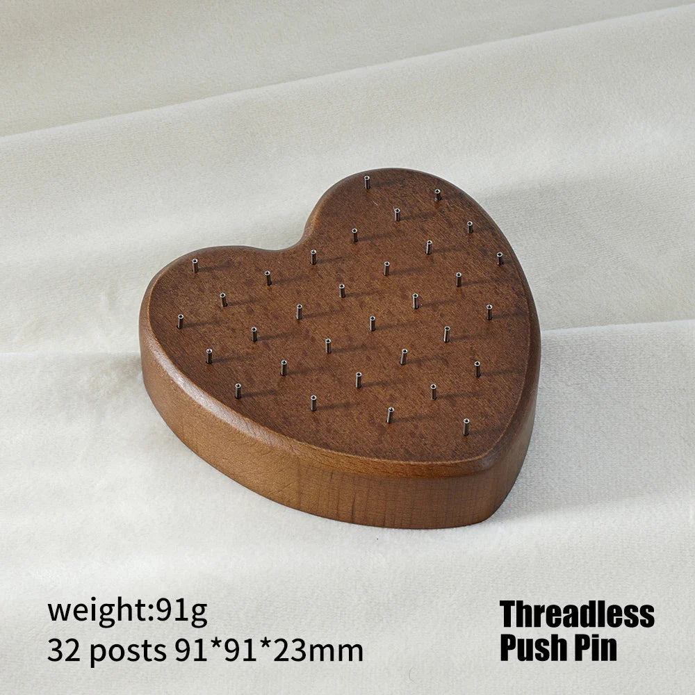 High-Quality Beech Wood Jewelry Display Stand — Push Pin Holder for 16G/14G Threadless Piercing & Body Jewelry
