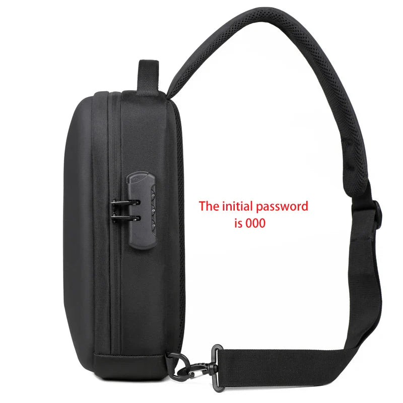 Anti-Theft Combination Lock Chest Bag with USB Charging Port – Men's Fashion Crossbody Travel Shoulder Bag