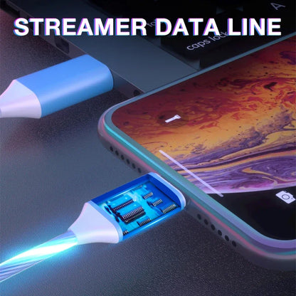 1m & 2m Glowing LED USB Charging Cable – 2.4A Data Cord for iPhone 14, 13, 12, 11 Pro Max, XS & XR