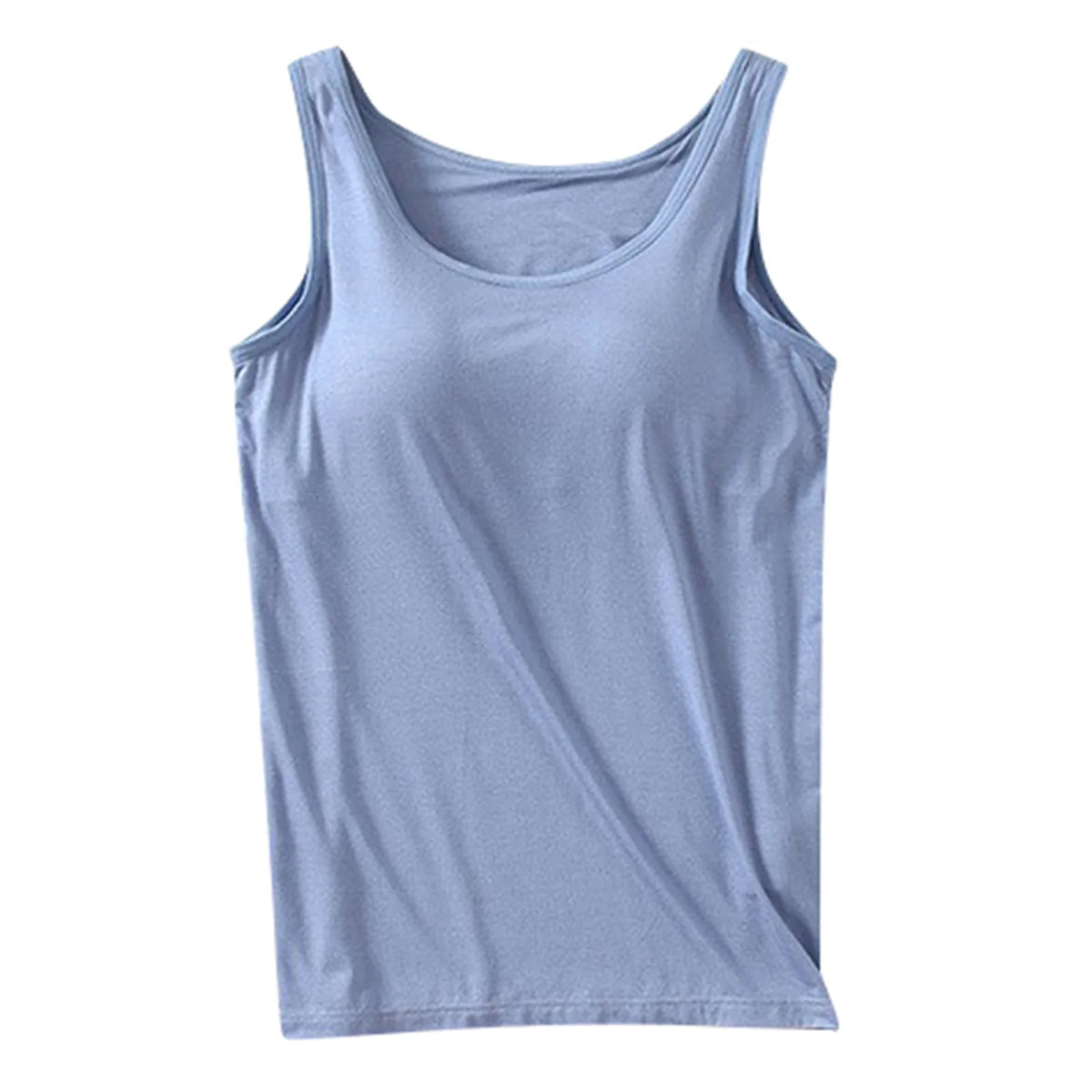 Women’s Tank Top with Built-In Bra – Summer Sleeveless Crew Neck Camisole, Casual Plus Size Solid Color Fitness & Everyday Wear