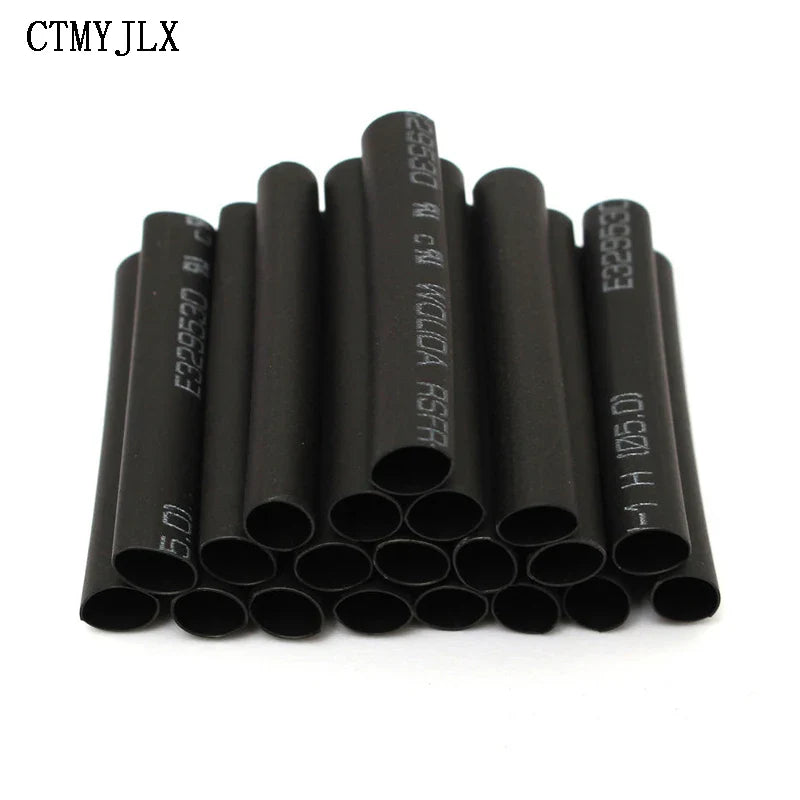 127PCS Thermoresistant Black Heat Shrink Tubing Kit - 2:1 Polyolefin Sleeving for Wire & Cable Protection