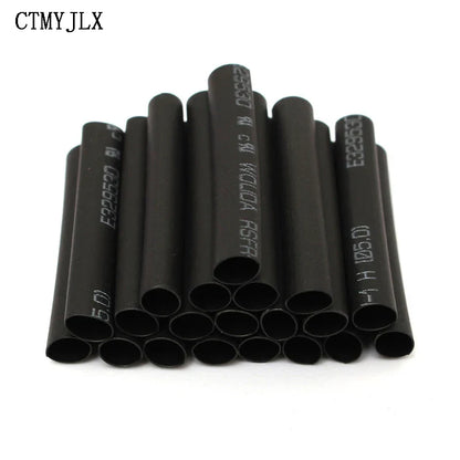 127PCS Thermoresistant Black Heat Shrink Tubing Kit - 2:1 Polyolefin Sleeving for Wire & Cable Protection