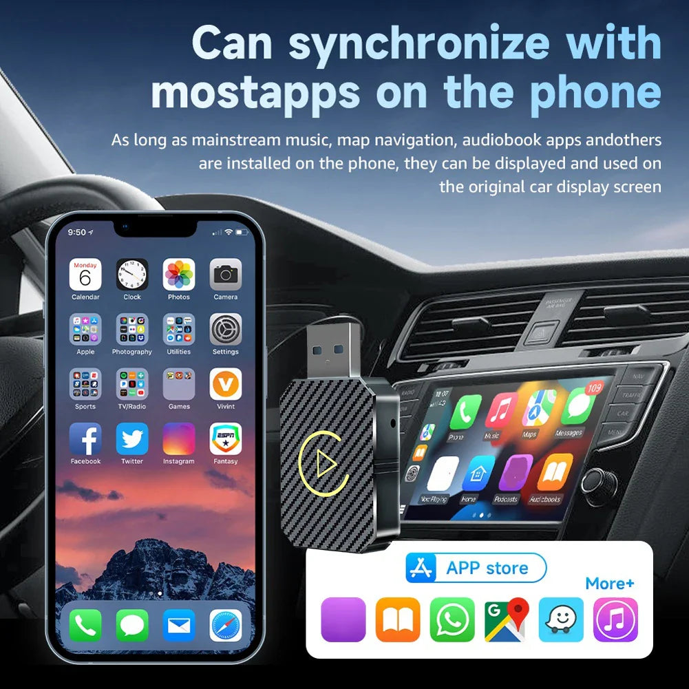 2-in-1 Wireless CarPlay & Android Auto Adapter — WiFi & BT5.0 Smart Mini Dongle, Plug & Play Fast Connect