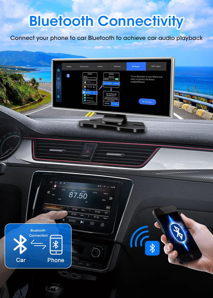 10/11.26" 4K Dash Cam — Dual Lens Car DVR with Wireless CarPlay, Android Auto, GPS & WiFi Video Recorder