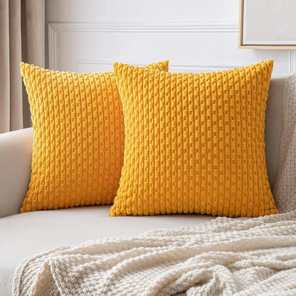 Dark Green Throw Pillow Covers – 16x16 Inch Soft Corduroy Decorative Cushion for Bed, Sofa & Living Room, Boho Home Decor