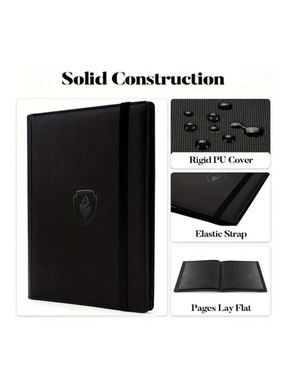 9-Pocket Trading Card Binder — Premium PU Cover Zip Card Holder Book, Durable Side-Loading Card Organizer