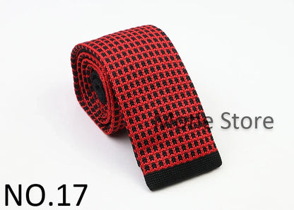 Classic Knit Neck Tie for Men — 6cm Plaid & Dots Casual Business Wedding Tie