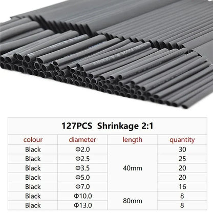 127/164/280/560PCS Heat Shrink Tubing Kit - 2:1 Insulation for Electrical Wire & Cable Connection