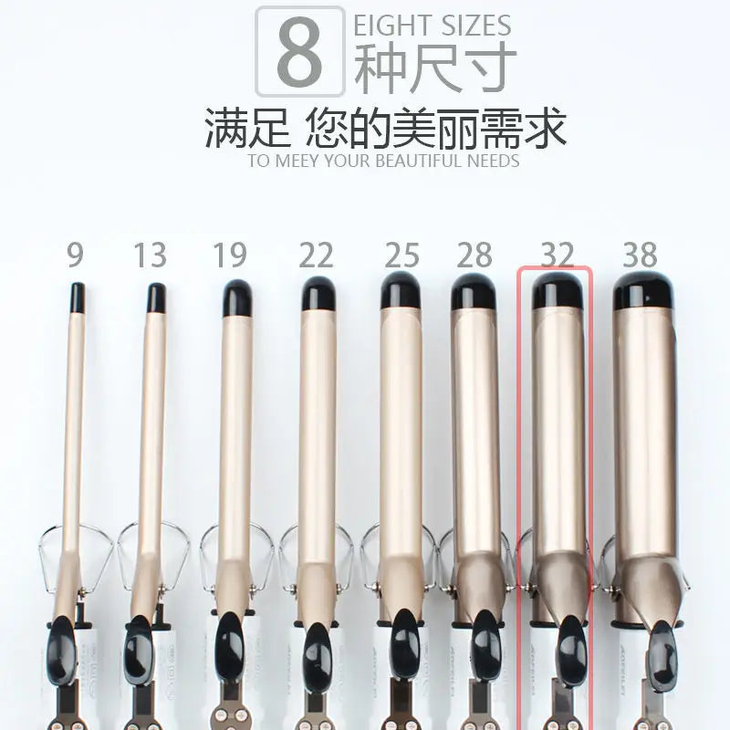 Professional Electric Hair Curler – 9-38mm Temperature Adjustable Curling Iron Wand with LCD Display