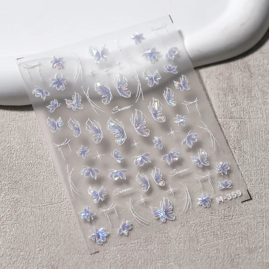 5D Glitter Butterfly Nail Sticker – Kawaii Aurora Nail Art Decal for DIY Manicure & Nail Decorations