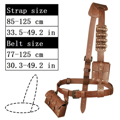 Steampunk Medieval Fanny Pack – PU Leather Waist Bag with Potion Bottles & Coin Purse for Men Cosplay