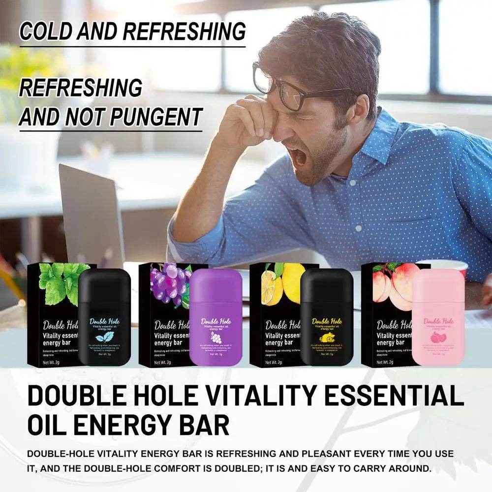 Anti-Snoring Nasal Inhaler — Two-Nostril Aromatherapy Stick with Energy Oil for Sleepiness Relief