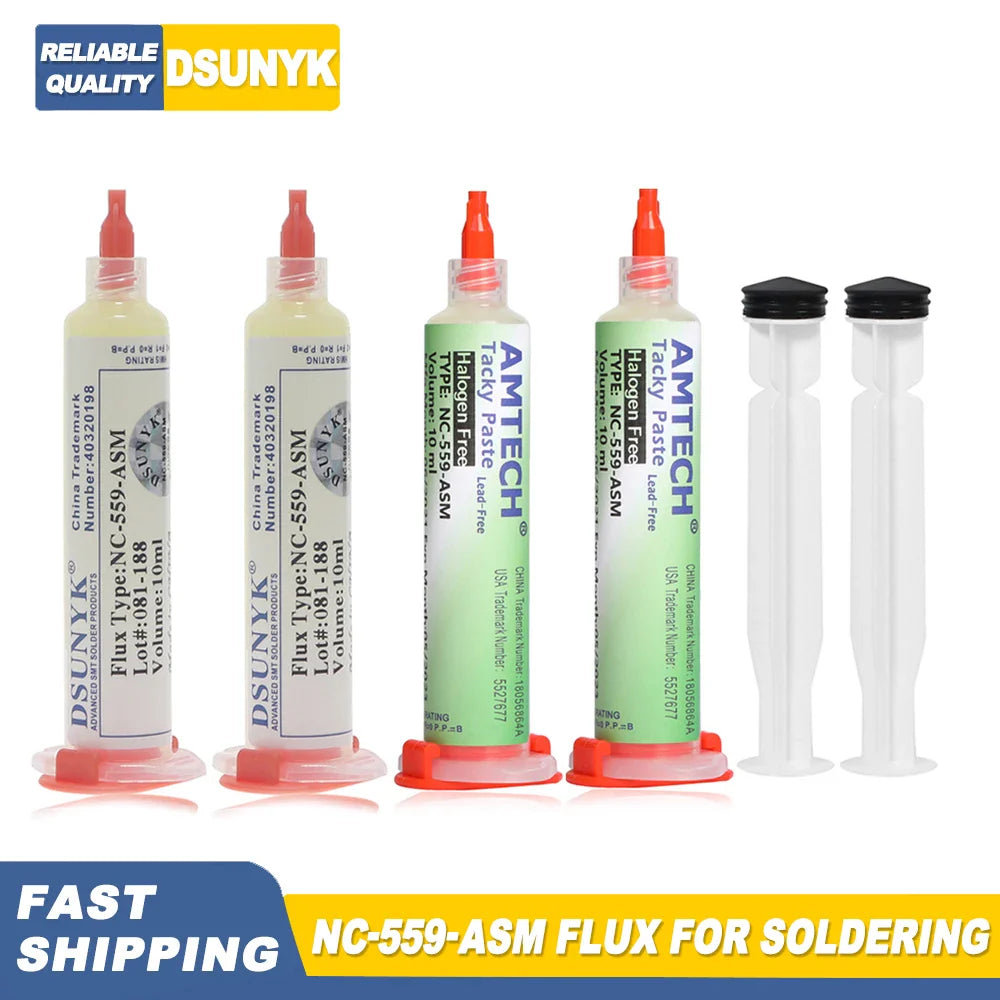 Amtech NC-559 Flux – 10ml Soldering Flux Syringe for Electronics, BGA, SMD & PCB Repair Tools