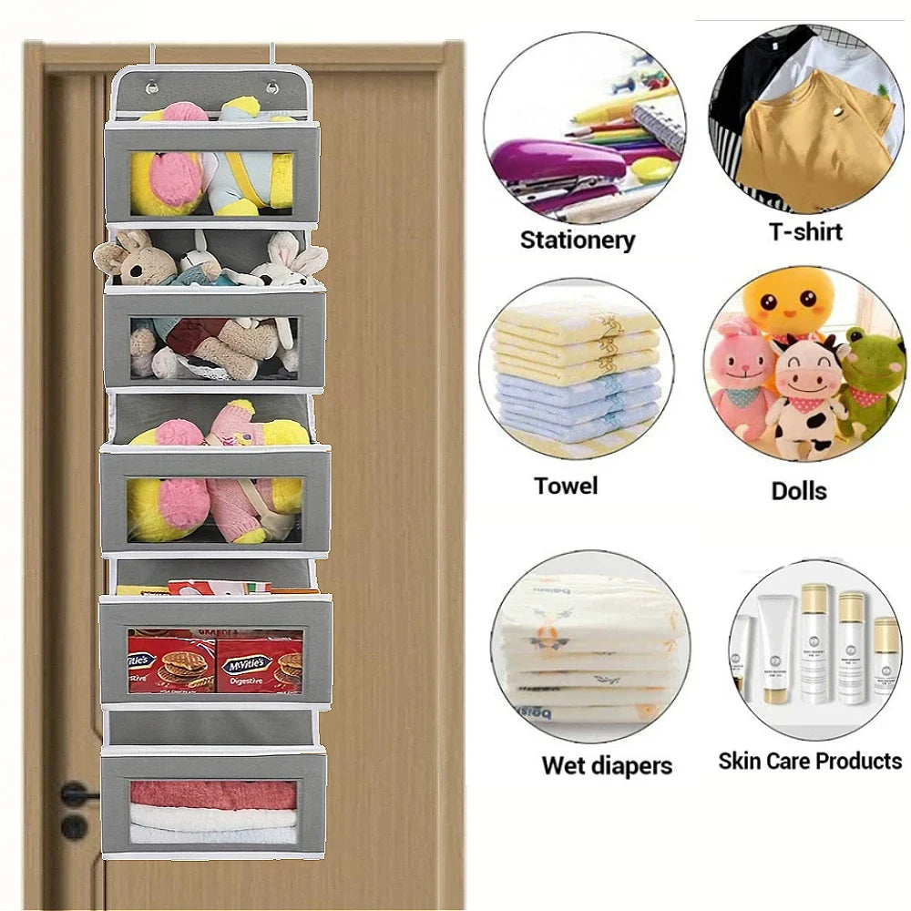 5-Shelf Hanging Storage Organizer — Anti-Tilt Door Rack with Large Capacity Pockets for Bedroom & Bathroom