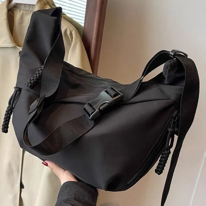2024 Nylon Hobo Crossbody Bag - Solid Color, High Capacity, Casual Women's Zipper Shoulder Tote