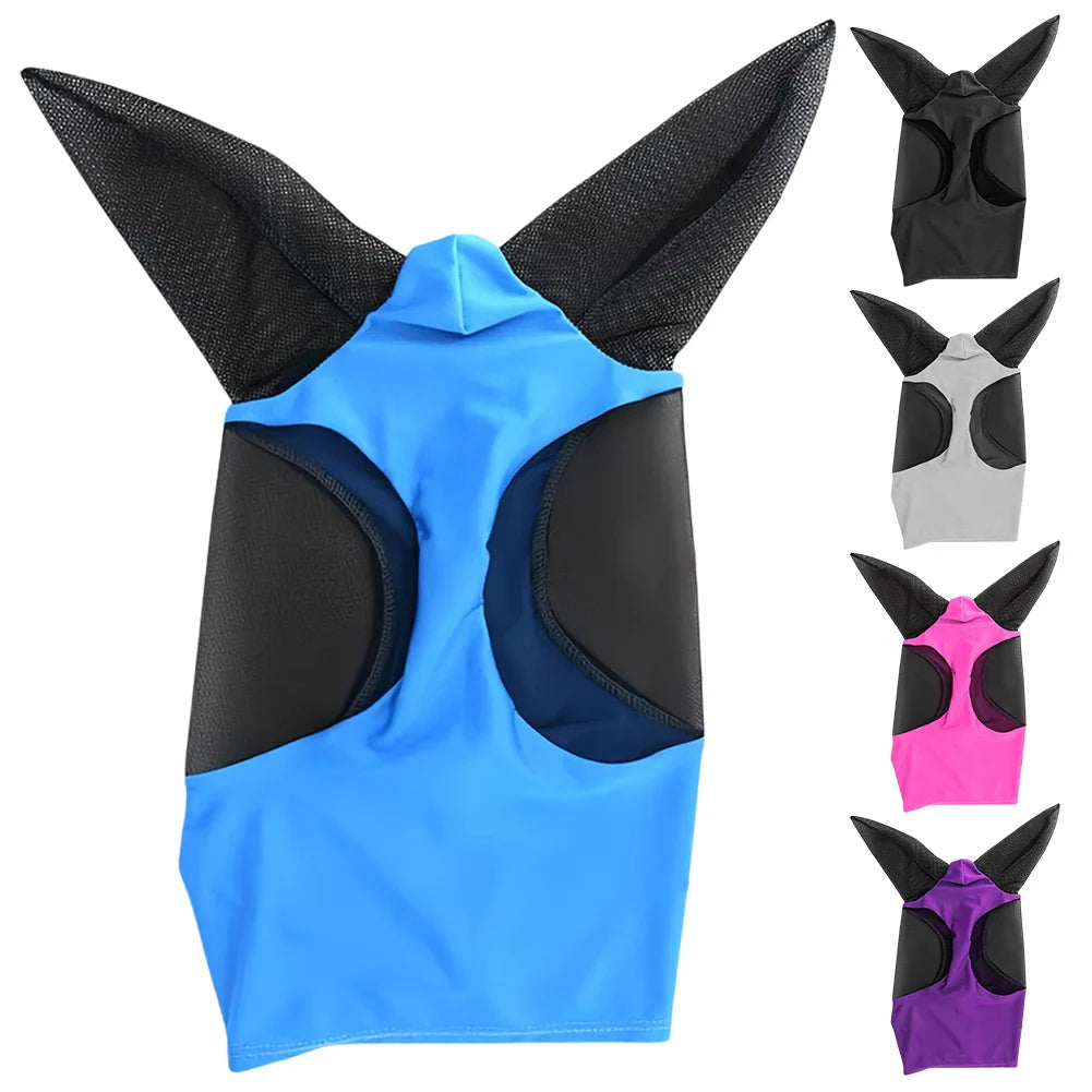 Anti-Fly Knitted Mesh Horse Mask — Breathable Anti-Mosquito & Anti-Worm Equestrian Riding Gear