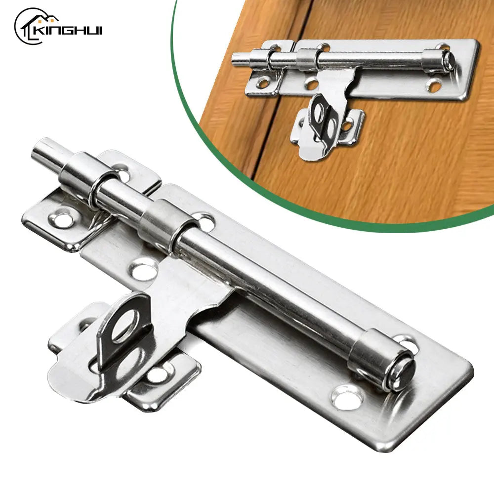 4-Inch Stainless Steel Door Lock – Barrel Bolt Latch Padlock Clasp Set for Doors, Windows, Drawers & Cupboards (Brushed Finish)