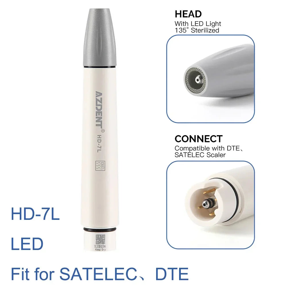 AZDENT Ultrasonic Piezo Scaler Handpiece – Compatible with SATELEC, DTE, WOODPECKER, EMS, VRN, 135° Sterilized