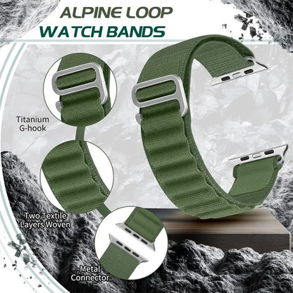 Alpine Loop Nylon Sport Strap for iWatch — Compatible with Series 4–10, 42/46/49mm Bands