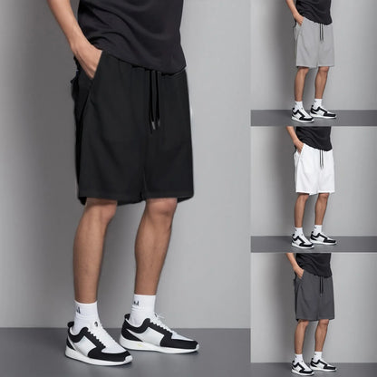 Men's Ice Silk Cargo Shorts – Thin, Loose-Fit Basketball & Sports Shorts (Big Size, Five-Point)