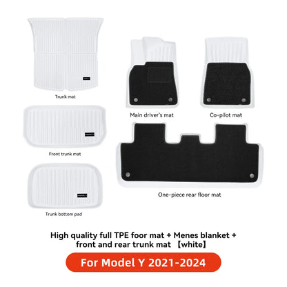 YZ TPE White Foot Pad — Fully-Surrounded Floor Liner for Tesla Model 3 & Model Y (2021–2025) | Waterproof, Non-Slip