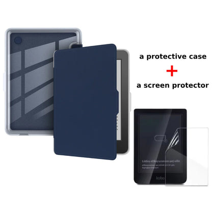 Kobo Clara 2E Case with Screen Protector — 6" Auto Sleep Leather Magnetic Cover & Transparent Acrylic Funda