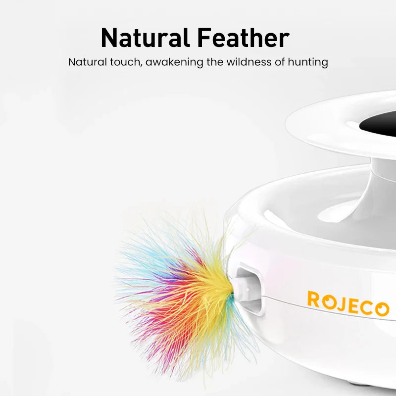 ROJECO 2 in 1 Smart Cat Toys - Automatic Feather and Fun Ball Toy Set for Cats and Dogs, 5 Modes Electronic Interactive Pet Accessories