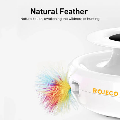 ROJECO 2 in 1 Smart Cat Toys - Automatic Feather and Fun Ball Toy Set for Cats and Dogs, 5 Modes Electronic Interactive Pet Accessories